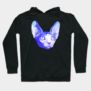 Floating Blue Sphynx Cat Head Hoodie